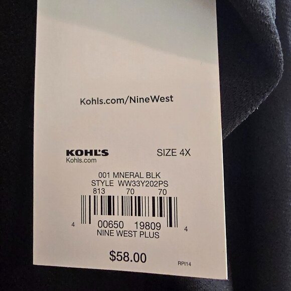 Nine West Black V Neck Long Sleeve Stretch Wrap Dress - Picture 5 of 7